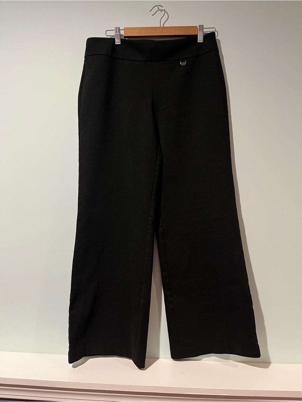 New York & Company Women’s Black Wide-Leg Flat Front Dress Pants, M Tall